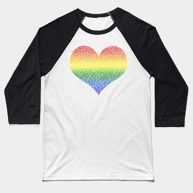 Ombré LGBTQ colours and white swirls doodles heart Baseball T-Shirt by Savousepate